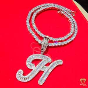 จี้ตัวอักษร "D" สุดหรู ประดับเพชรโมอิสซาไนต์ สร้อยคอฮิปฮอปแบบคิวบัน เครื่องประดับแฟชั่น - Product Image 6