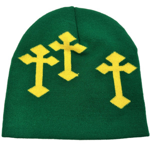 Gorro Unisex Ajustable con Bordado de Cruz Desgarrada, Estilo Casual Urbano de Invierno para Adultos, Diseño Geométrico, 56-58CM - Product Image 5