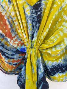 Green and <b>Blue</b> Silk Tie and <b>Dye</b> Kaftan for Her Silk Maxi Dress Light Weighted Kaftan - Product Image 6