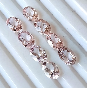 พลอยมอร์แกไนต์สีชมพูธรรมชาติจากโมซัมบิก ชุด 8 เม็ด น้ำหนัก 6.25 กะรัต สีพาสเทล ขนาด 7x5 มม. - Product Image 5