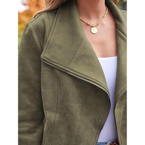 2025 femmes réversible Faux cuir veste 2025 automne mode ouvert avant recadrée vêtements d'extérieur avec daim PU vêtements d'hiver - Product Image 4