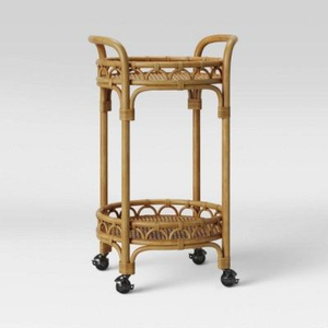 Estante de 2 niveles de la mejor calidad, hecho de ratán y madera, para servir y almacenar alimentos y bebidas, accesorios de cocina de la India. - Product Image 4
