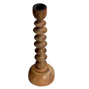 Portavelas de Madera Hecho a Mano, Soporte para Velas de Pilar, Decoración Rústica para el Hogar, Centro de Mesa - Product Image 1