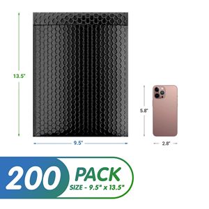 Black Poly bollettini auto-sigillati 9.5X13.5 pollici 200 pacco buste di spedizione impermeabili buste buste imbottite a bolle durevoli - Product Image 2