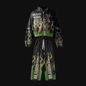 Conjunto Deportivo Vintage de Dos Piezas para Mujer, Pantalones Anchos con Bordado Personalizado, Sudadera con Capucha, Conjunto de Sudadera con Capucha para Hombre - Product Image 4