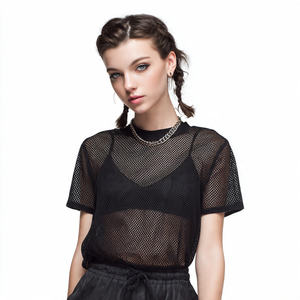 T-shirts transparents à manches courtes en résille pour femmes, séchage rapide, en maille filet - Product Image 6