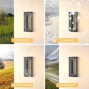 2 Pack-3-Tier 15.7 LED Outdoor Wall <b>Sconce</b> Modern Black Finish Waterproof Exterior Wall Fixture for Garage <b>Lighting</b> - Product Image 5