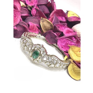 Vintage Gold Plated Fashion <b>Bracelet</b> With Emerald Cut Stone <b>And</b> Marquise Zircon Flower Design For Women Wedding Party Wear - Product Image 1