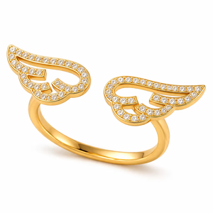Anillo de Plata de Ley 925 con Piedras Preciosas Hecho a Mano con Diseño de Alas de Ángel para Ella - Product Image 1