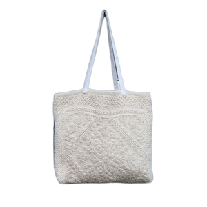 Bolsos de mano florales tejidos de estilo bohemio, Material de lona Simple, cierre de hombro con cremallera, diseño de patrón de puntos, uso de viaje en la playa - Product Image 1