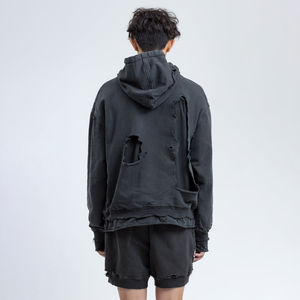 Sweat à capuche polaire unisexe personnalisable ODM pour l'hiver, 100% coton épais, coupe oversize à épaules tombantes, imperméable, teint uni, 2 pièces - Product Image 4