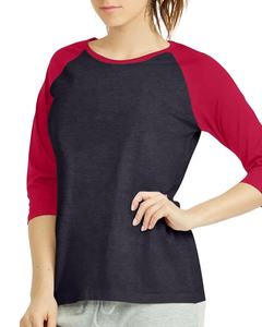 Camiseta de béisbol Raglan Tri Blend de talla grande para mujer, manga 3/4 - Product Image 1