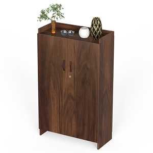 Meuble à chaussures Brooklyn haut en bois d'ingénierie à 2 portes avec serrure, installation autonome - Product Image 6