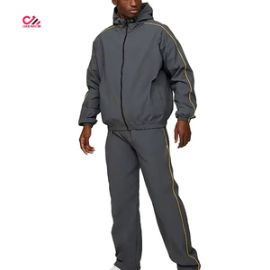 Veste coupe-vent unie personnalisée, imperméable, unisexe, et pantalon coupe-vent respirant, ensemble coupe-vent. - Product Image 1