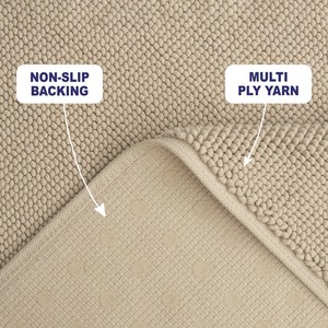 Modern Beige Cotton Bath <b>Mat</b> Rectangle Non-Slip Rubber Backing Flat Weave Home Use Thin 0.2-0.4 in - Product Image 6