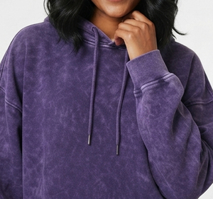 Survêtement en coton délavé pour femme, coupe ample, taille élastique, molleton décontracté, pull d'hiver à manches longues - Product Image 4