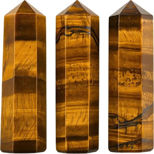 Pierre naturelle œil de tigre, pointe de crayon, pierre précieuse polie, cristal, pierre artisanale Feng Shui, forme brun doré - Product Image 2