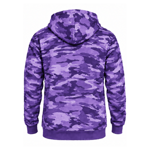 <b>Purple</b> Camo Pullover <b>Hoodie</b> <b>Men</b> Custom Camouflage Printed Fleece Sweatshirt Kangaroo Pocket Drawstring Casual Winter Streetwear - Product Image 2