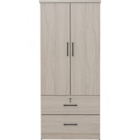 Armoire moderne NUHOOM-BASIC pour chambre à coucher, en bois stratifié, finition chêne clair, meubles de maison, deux portes de rangement, double tiroirs, sécurité
