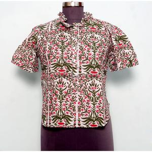 Hauts à col roulé imprimés floraux style coréen vintage - Confortables et chics pour le quotidien, 100 % coton, écologiques, vente en gros pour femmes - Product Image 1