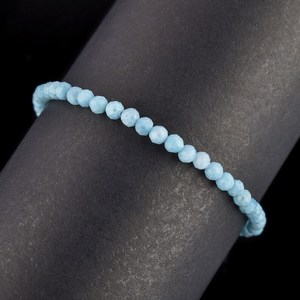 Pulsera de Plata de Ley 925 con Cuentas de Cristal de Larimar de 3 mm, Joyería Delicada Hecha a Mano con Piedras Preciosas Naturales - Product Image 2