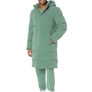 New Article Men's Long Hooded Puffer Jacket Solid Color Windproof Zipper Closure Casual Winter Polyester Shell Thick Warm <b>Coat</b> - Product Image 1