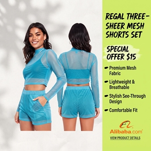 Manufacturing Sheer Mesh <b>Shorts</b> <b>Set</b> <b>Women's</b> Sheer Mesh 2 Piece <b>Set</b> Sexy Clubwear Crop <b>Top</b> <b>And</b> <b>Shorts</b> <b>Set</b> <b>Women</b> - Product Image 1
