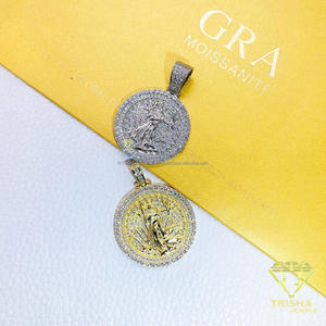 Premium Iced Moissanite Diamond Pendant with <b>Round</b> <b>Frame</b> and Sparkling 925 Sterling Silver Jewelry Design - Product Image 5