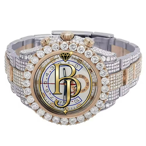 Montre Chronographe Carrée de Luxe Briva pour Homme, Personnalisée avec Diamants, Verre Saphir, Mouvement Quartz, Grand Cadran Blanc, Acier Inoxydable - Product Image 1
