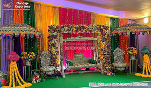 Punjabi mariage Mayian & Mehndi décoration coloré Mehndi Sangeet scène configuration Punjabi Mayian mariage décoration articles - Product Image 3