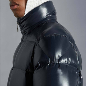 Men's Navy Hooded Down Bubble <b>Jacket</b> Windproof Casual Winter Coat Zipper Closure Solid Color Thick Regular Fit <b>Jackets</b> For Men - Product Image 6
