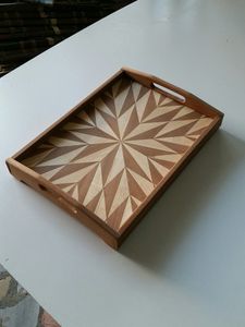 JUNJI Customizable <b>Bamboo</b> Square Nesting Serving Trays Rectangular Shape with Cut Handles for Kitchen & Bathroom Use - Product Image 2