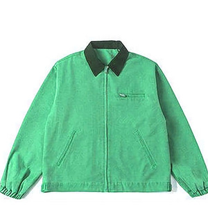 Veste de travail en toile verte pour homme, coupe classique, style vintage, effet délavé, fermeture éclair, coupe ajustée, veste pour homme - Product Image 3
