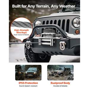 Cabrestante Eléctrico de 13500 Libras para Camión, Remolque, Barco, 12V CC, Cable de Acero de 80 pies, Control Remoto Inalámbrico/Alámbrico, IP55 Impermeable, Todoterreno - Product Image 4