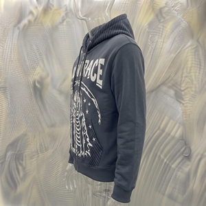 Sweat-shirt à capuche zippé pour homme Snow Grace, gris foncé, en polaire, décontracté, pour l'hiver, imprimé, coupe classique - Product Image 2