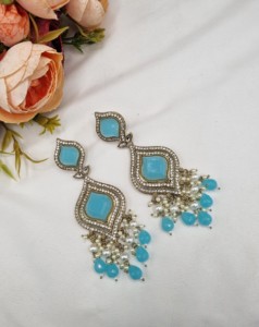 Boucles d'oreilles pendantes de luxe en cristal taille marquise avec perle, plaqué or antique, pour femmes, pour soirées et festivals, vente en gros - Product Image 5