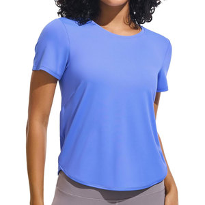 T-shirt de sport léger en toile 100 % coton pour femme, anti-humidité, doux, pour fitness, exercice, yoga, course à pied et entraînement - Product Image 1