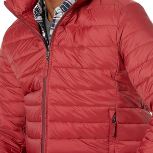 Mens Lightweight <b>Packable</b> Puffer <b>Jacket</b> Insulated Full Zip Quilted Coat with High Neck Collar in Brick Red for Cold Weather - Product Image 6