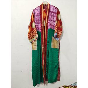 Kimono de Seda Vintage, Traje de Baño Japonés, Ropa de Dormir para Mujer, Kimono Sexy de Seda con Estampado Floral y Patchwork, Camisón Largo Maxi - Product Image 5