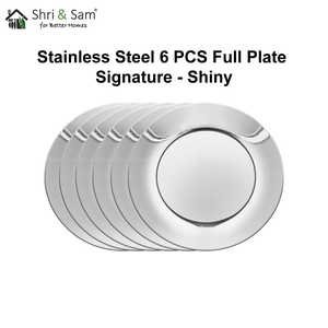 6 PCS Full Plate Signature Stainless Steel <b>Dinnerware</b> <b>Set</b> Shiny and Elegant - Product Image 3