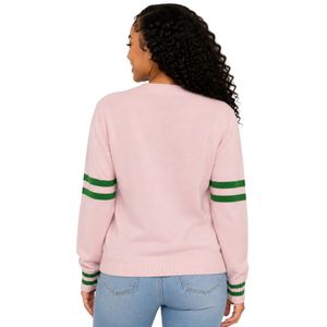Cardigan rose style universitaire pour femme, boutonné, en maille, veste à lettres, style preppy, vêtement d'extérieur décontracté et tendance, vente en gros - Product Image 2