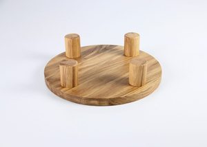 Plateau de service rond surélevé en bois de chêne, écologique et biodégradable, avec pieds cylindriques, pour hôtels et restaurants, logo personnalisé OEM, Vietnam - Product Image 4