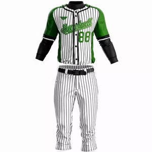 Camiseta de Béisbol para Hombre, Manga Larga, Rayas Blancas y Azules, Cierre de Botones, Transpirable, Poliéster, Corte Regular, para Todas las Temporadas, Ropa para Adultos - Product Image 4