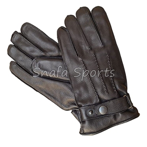 Guantes Largos de Piel de Oveja Genuina, Estilo Liso Negro, Venta al Por Mayor, para Actividades al Aire Libre - Product Image 6
