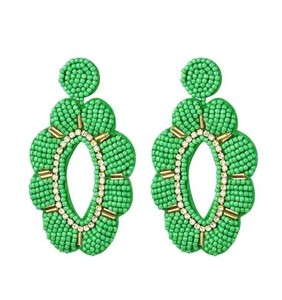 Boucles d'oreilles créoles tendance de qualité supérieure, style luxe léger, brodées à la main avec perles de rocaille, pour mariage, fête, ethniques, pendantes, bohèmes - Product Image 2