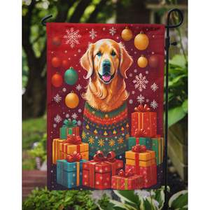 Bandera de jardín de Navidad de vacaciones Multicolor para Golden Retriever, pancarta decorativa para Patio, ilustraciones, camas de flores, Bandera de buzón - Product Image 3