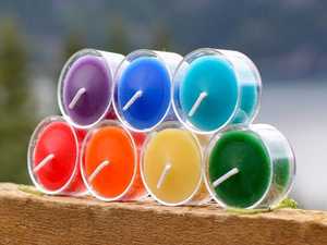 Frascos de vidrio redondos para velas con tapa, resistentes al calor, para decoración del hogar, juego de 6, diseño degradado colorido - Product Image 3