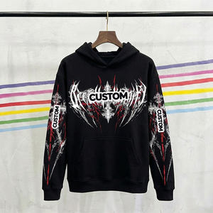 Sudadera con Capucha para Hombre, Estilo Acid Wash, Manga Larga, Corte Holgado, Estilo Gótico Urbano - Product Image 2