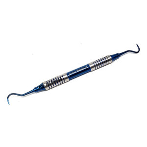เครื่องมือขูดหินปูนฟันด้านหน้าและด้านหลัง รุ่น H6/H7 ทำจากสแตนเลสสตีล สำหรับโรคปริทันต์ ด้ามจับแบบกลวง เคลือบไทเทเนียมสีน้ำเงิน ใช้งานด้วยมือ - Product Image 1