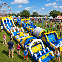 Parcours d'obstacles gonflable commercial, aire de jeux extérieure personnalisée, parc de divertissement de qualité commerciale, PVC de qualité supérieure, taille géante, capacité de 150 personnes pour les événements